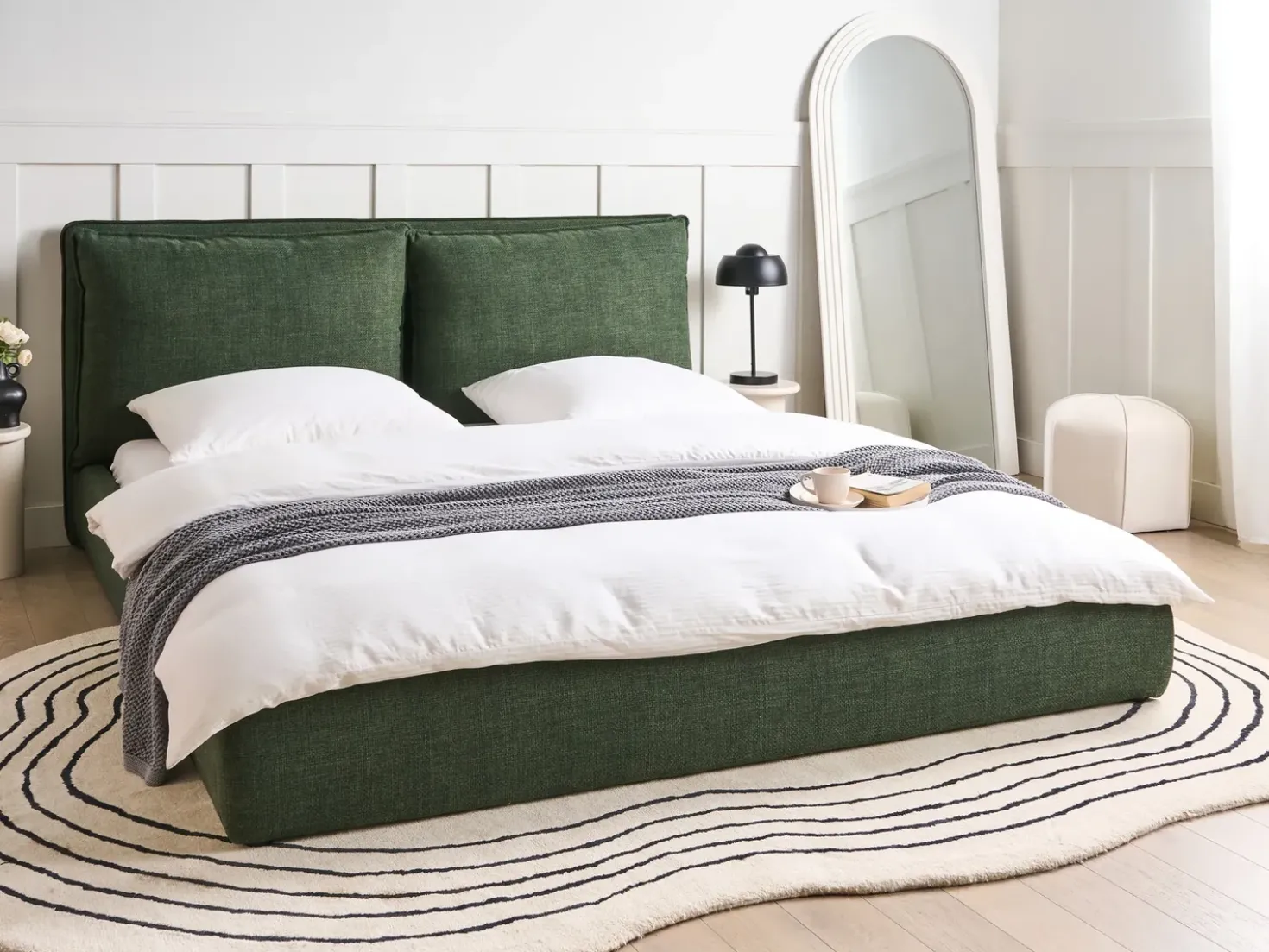 Letto Tessuto BAJONNA 180 x 200 cm Verde scuro