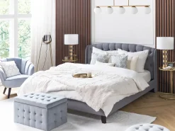 Letto Tessuto BORDEAUX 180 x 200 cm Grigio chiaro