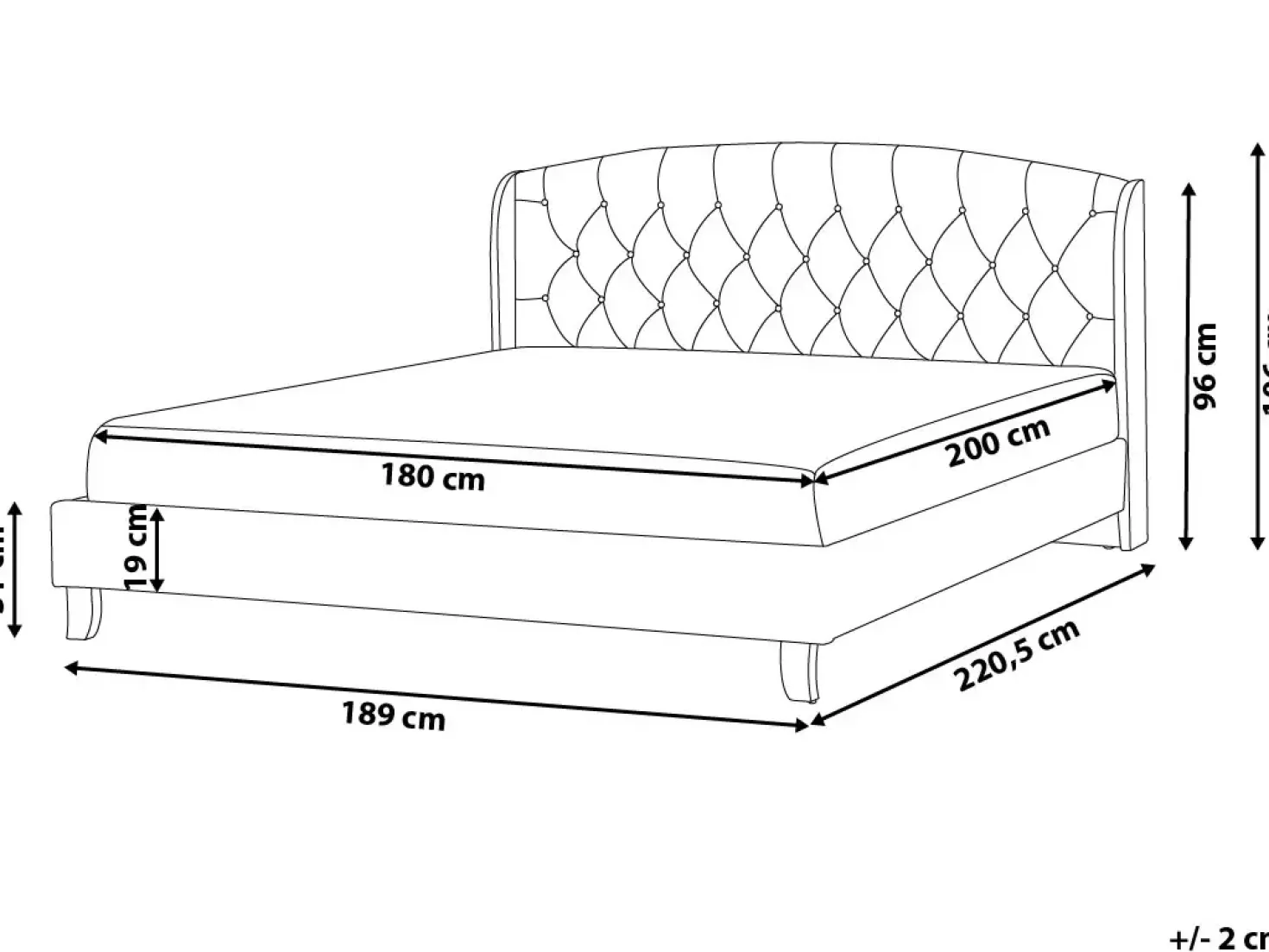 Letto Tessuto BORDEAUX 180 x 200 cm Grigio chiaro