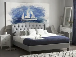 Letto Tessuto BORDEAUX 180 x 200 cm Grigio chiaro