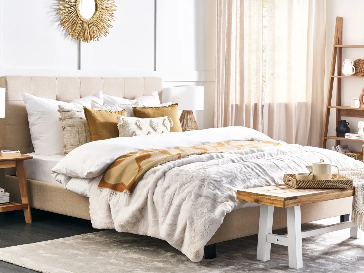 Letto Tessuto LA ROCHELLE 180 x 200 cm Beige