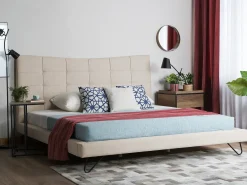 Letto Tessuto LANNION 180 x 200 cm Beige chiaro