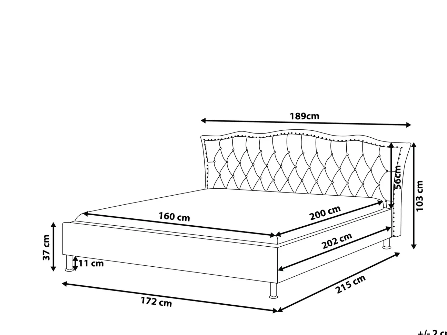Letto Tessuto METZ 160 x 200 cm Grigio chiaro