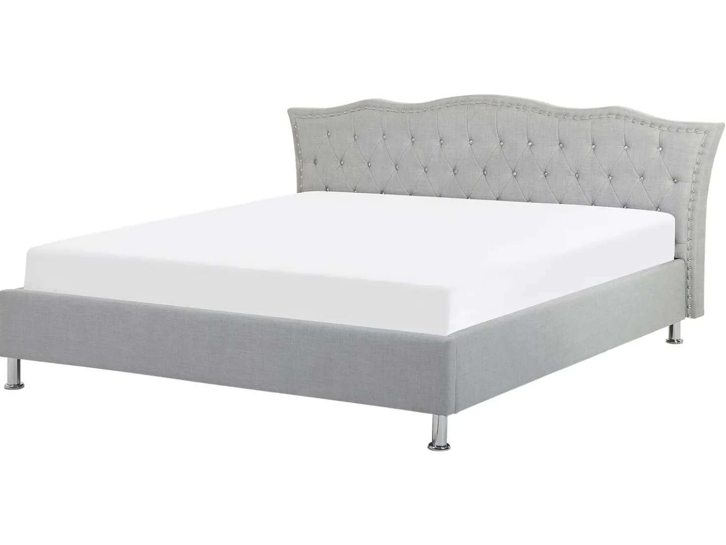 Letto Tessuto METZ 160 x 200 cm Grigio chiaro