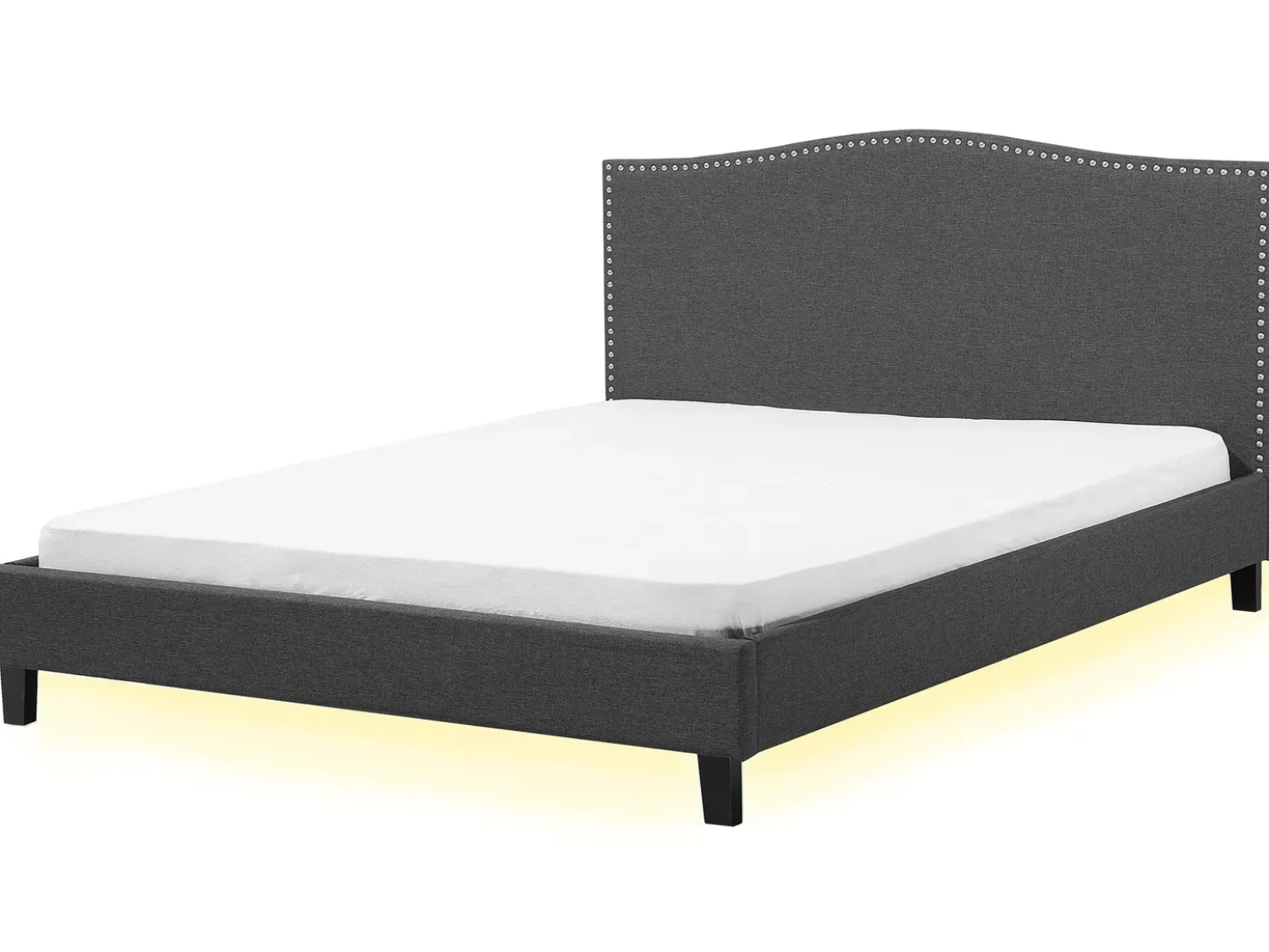 Letto Tessuto MONTPELLIER 180 x 200 cm LED Bianco