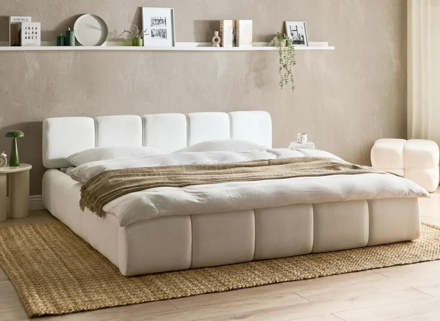 Letto Tessuto ORVILLE 180 x 200 cm Bianco sporco