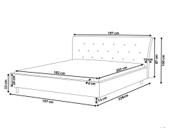 Letto Tessuto SAVERNE 180 x 200 cm Grigio scuro