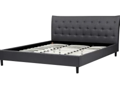 Letto Tessuto SAVERNE 180 x 200 cm Grigio scuro
