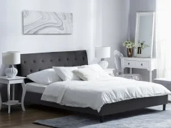 Letto Tessuto SAVERNE 180 x 200 cm Grigio scuro