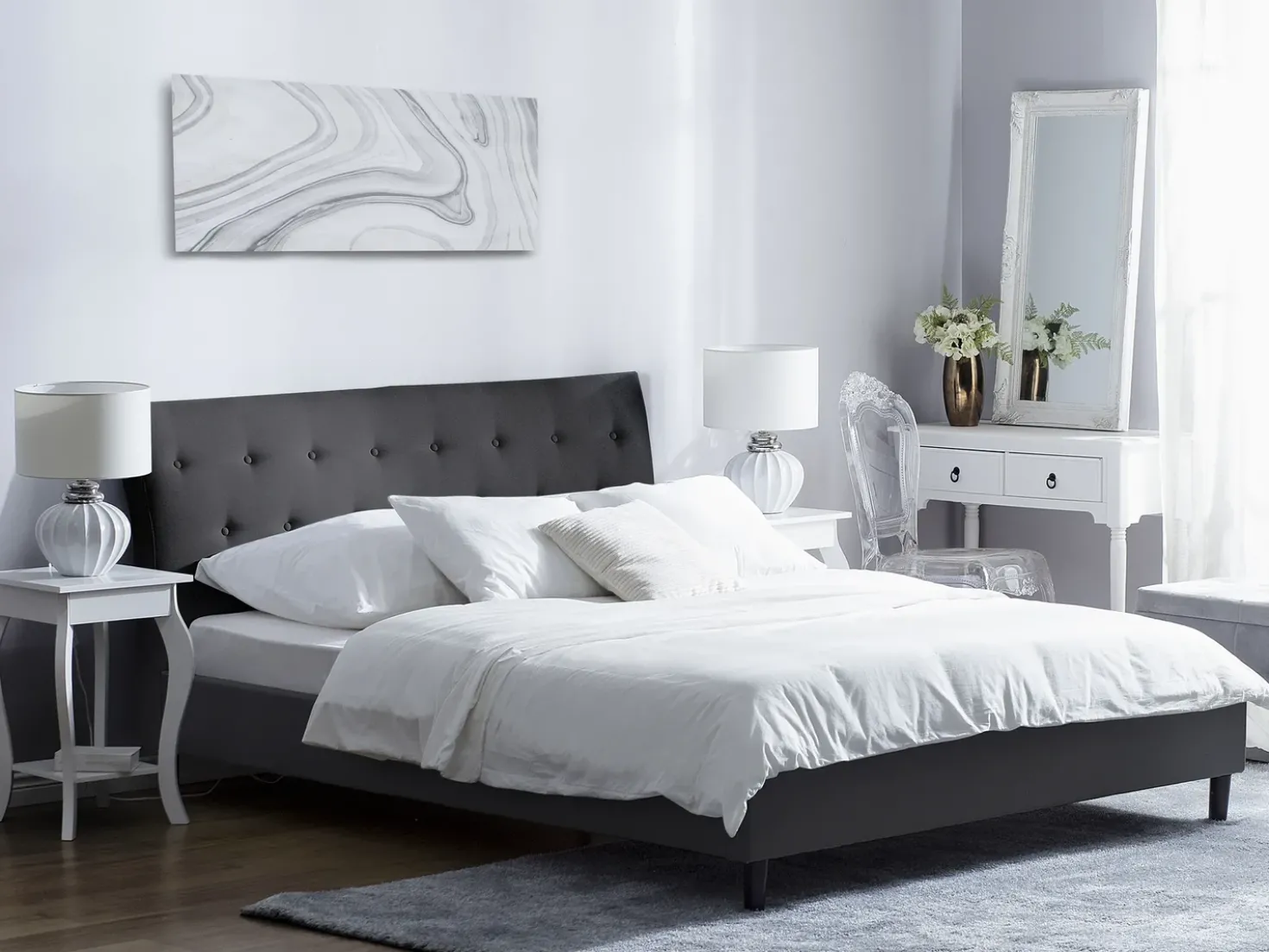 Letto Tessuto SAVERNE 180 x 200 cm Grigio scuro