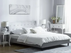 Letto Tessuto SAVERNE 180 x 200 cm Grigio chiaro