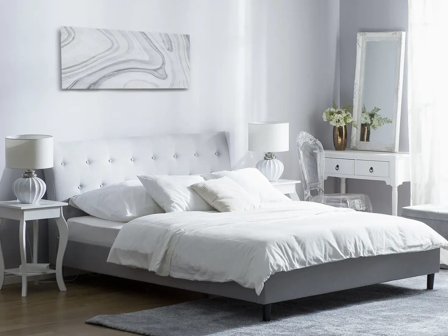 Letto Tessuto SAVERNE 180 x 200 cm Grigio chiaro