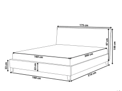 Letto Tessuto SENNEZ 160 x 200 cm Grigio chiaro