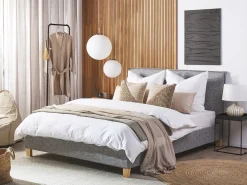 Letto Tessuto SENNEZ 160 x 200 cm Grigio chiaro