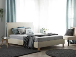 Letto Tessuto SENNEZ 140 x 200 cm Beige