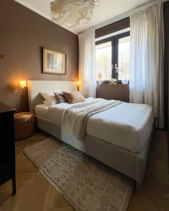 Letto Tessuto SENNEZ 140 x 200 cm Beige