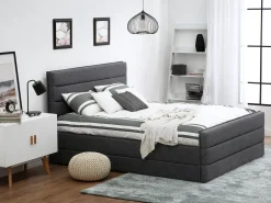 Letto Tessuto VALBONNE 160 x 200 cm Grigio scuro