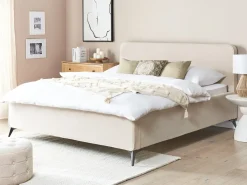 Letto Velluto a coste VALOGNES 180 x 200 cm Beige chiaro