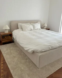 Letto Velluto a coste VALOGNES 180 x 200 cm Beige chiaro