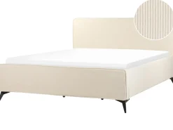 Letto Velluto a coste VALOGNES 180 x 200 cm Beige chiaro