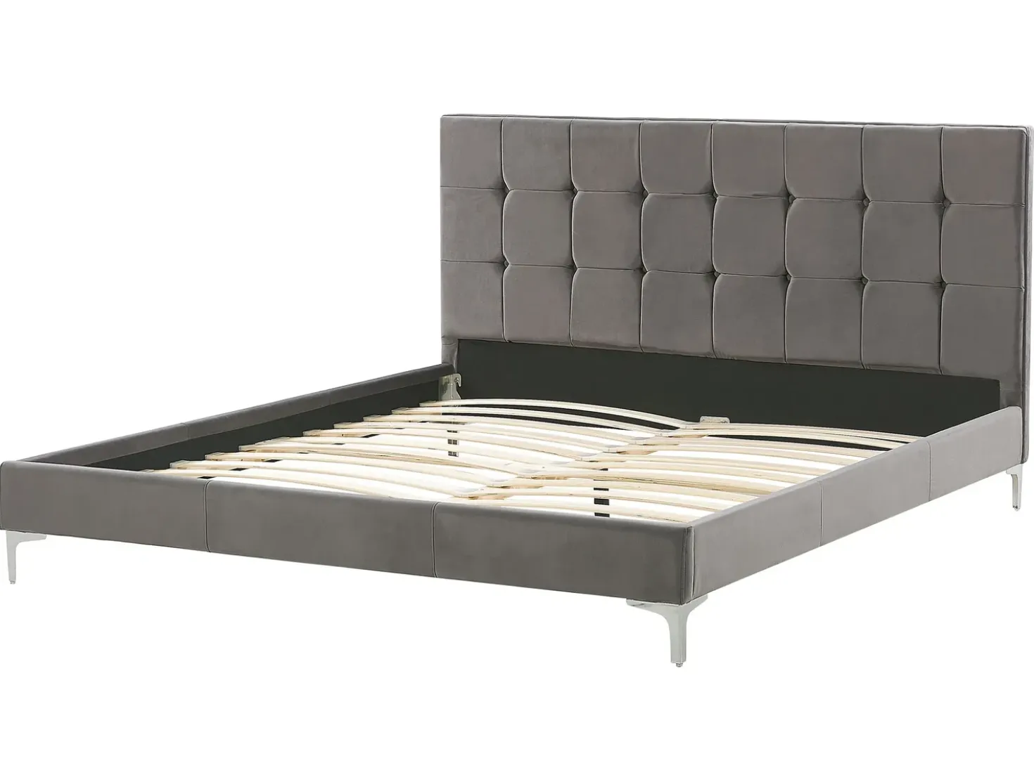 Letto Velluto AMBERT 160 x 200 cm Grigio