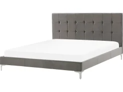 Letto Velluto AMBERT 160 x 200 cm Grigio