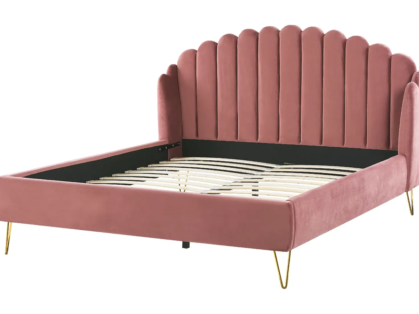 Letto Velluto AMBILLOU 180 x 200 cm Rosa