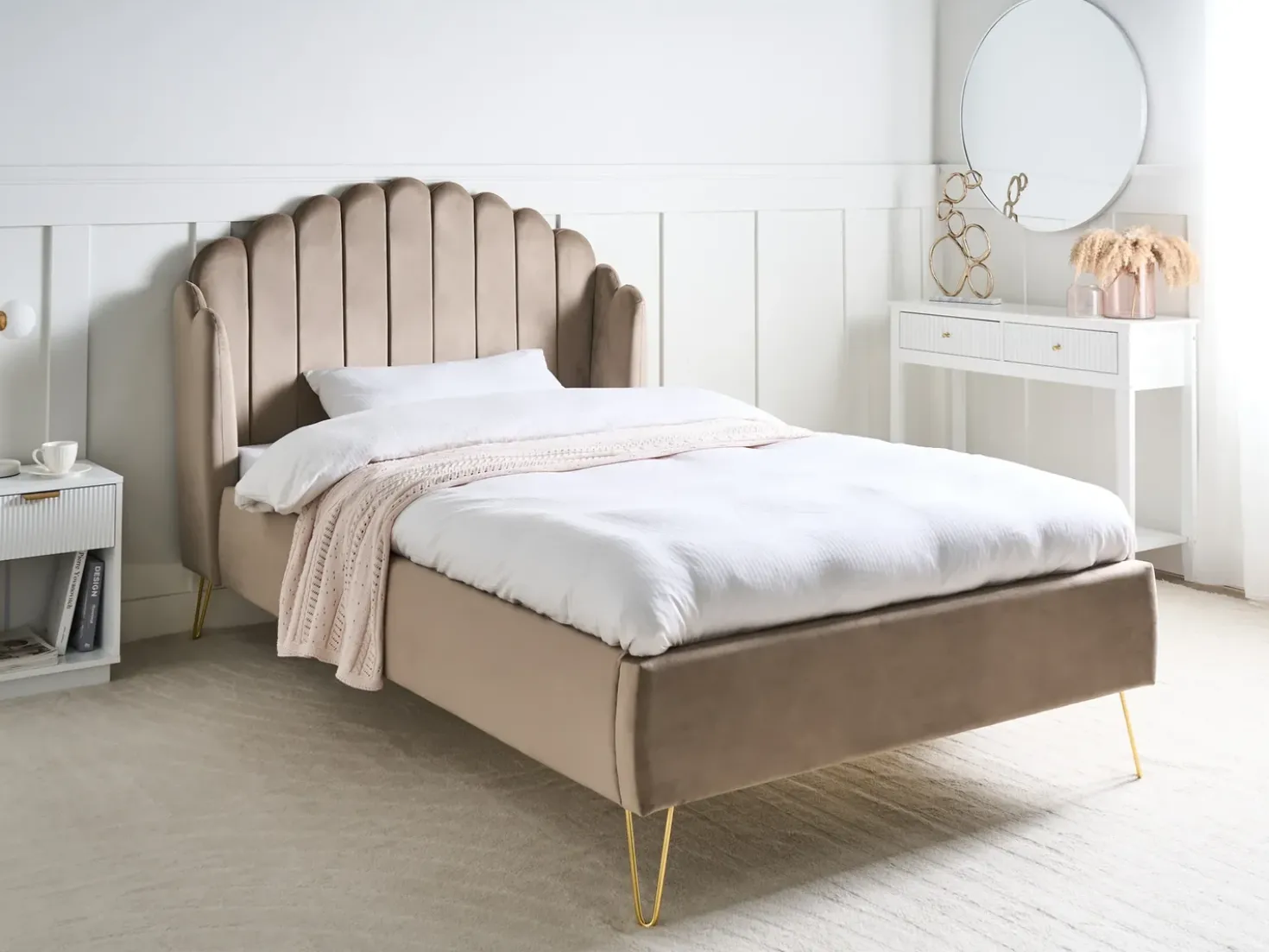 Letto Velluto AMBILLOU 120 x 200 cm Tortora