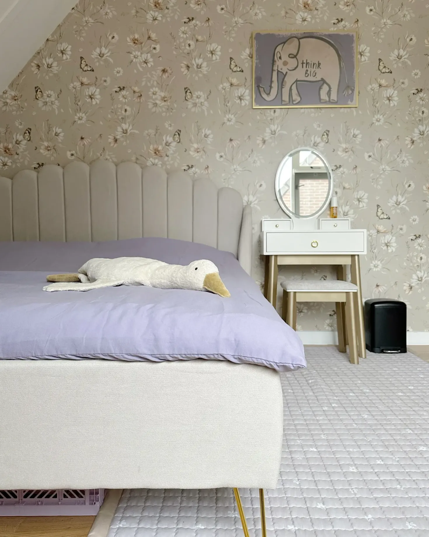 Letto Velluto AMBILLOU 180 x 200 cm Beige chiaro