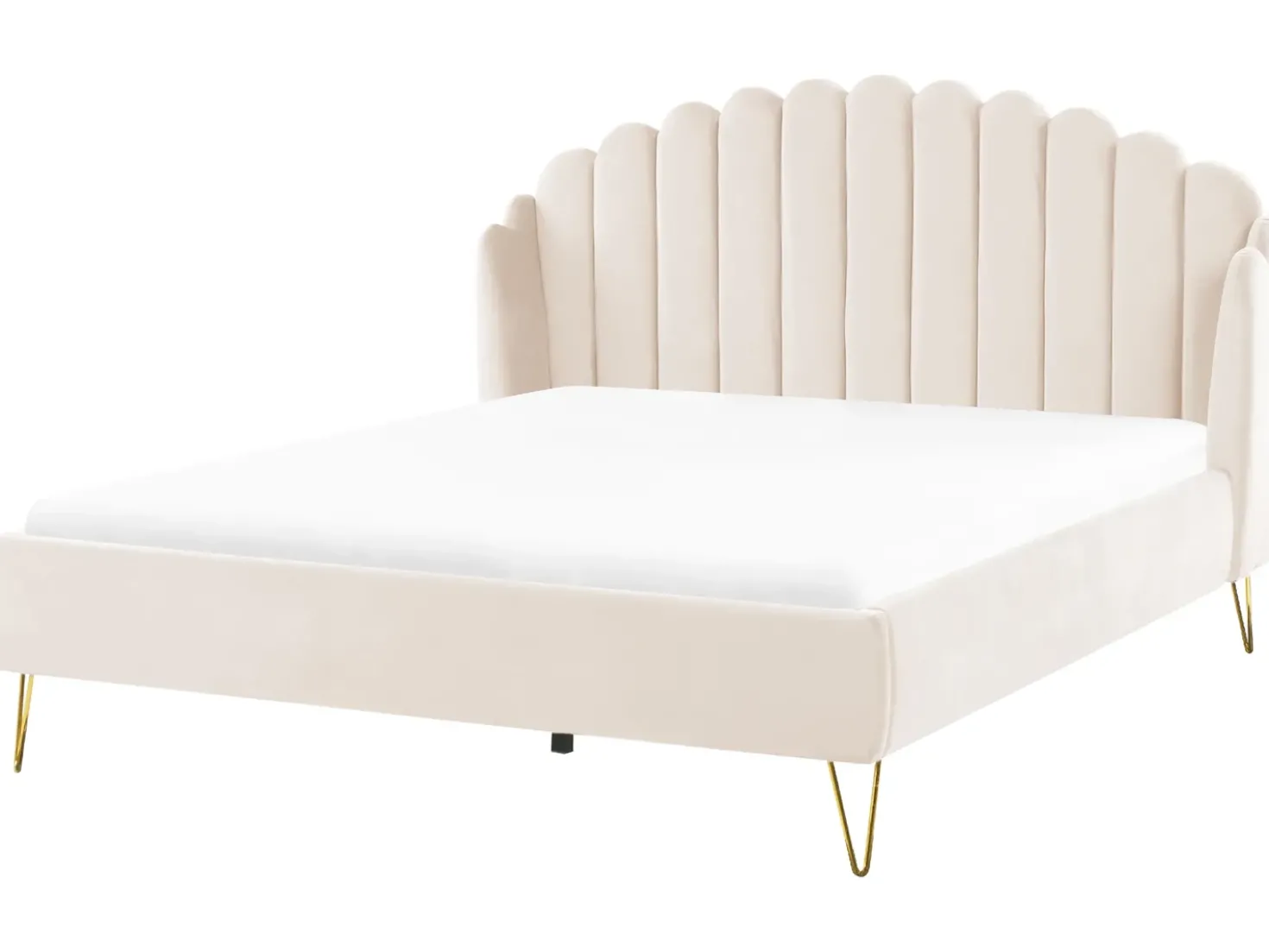 Letto Velluto AMBILLOU 180 x 200 cm Beige chiaro