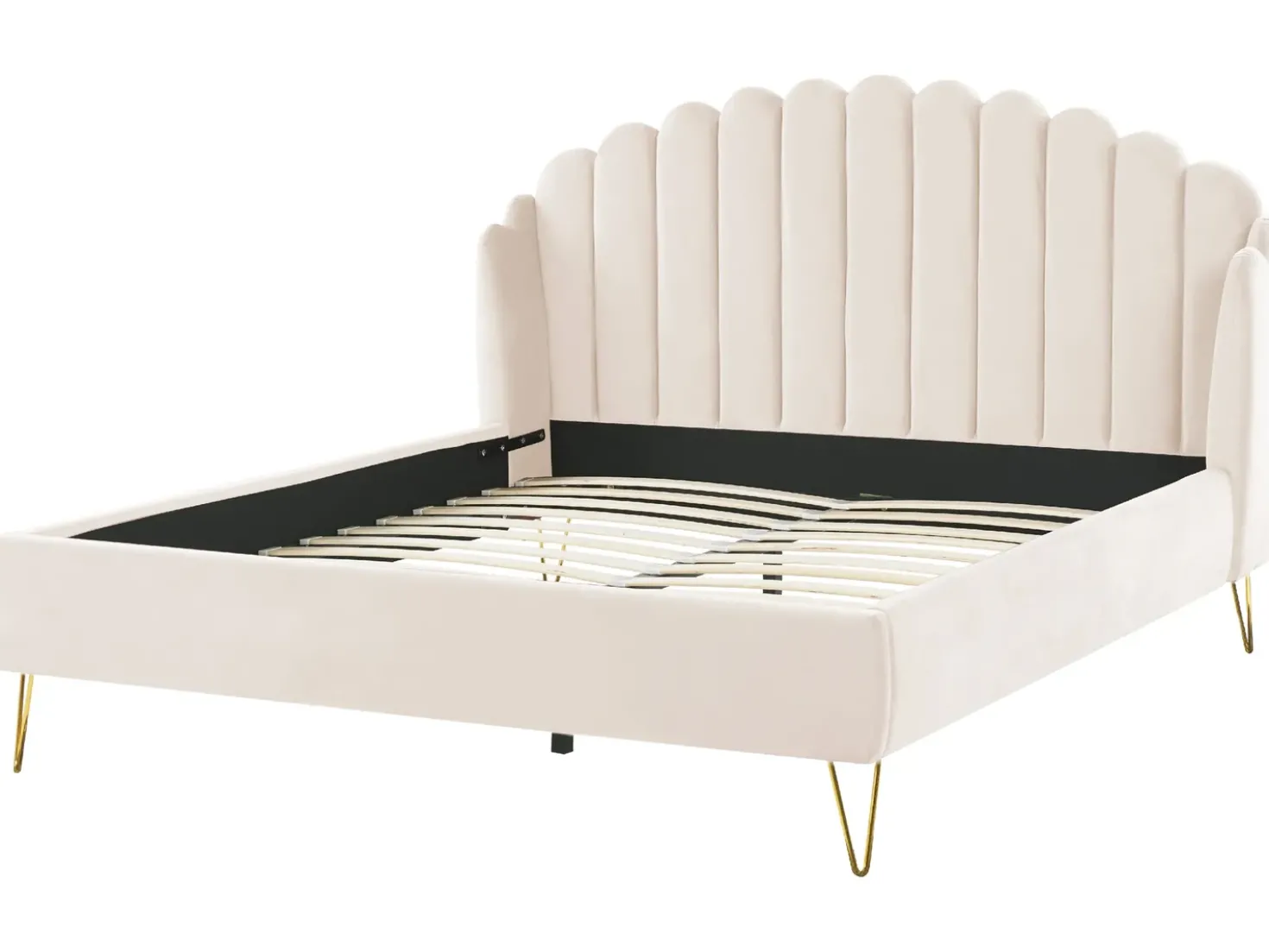 Letto Velluto AMBILLOU 180 x 200 cm Beige chiaro