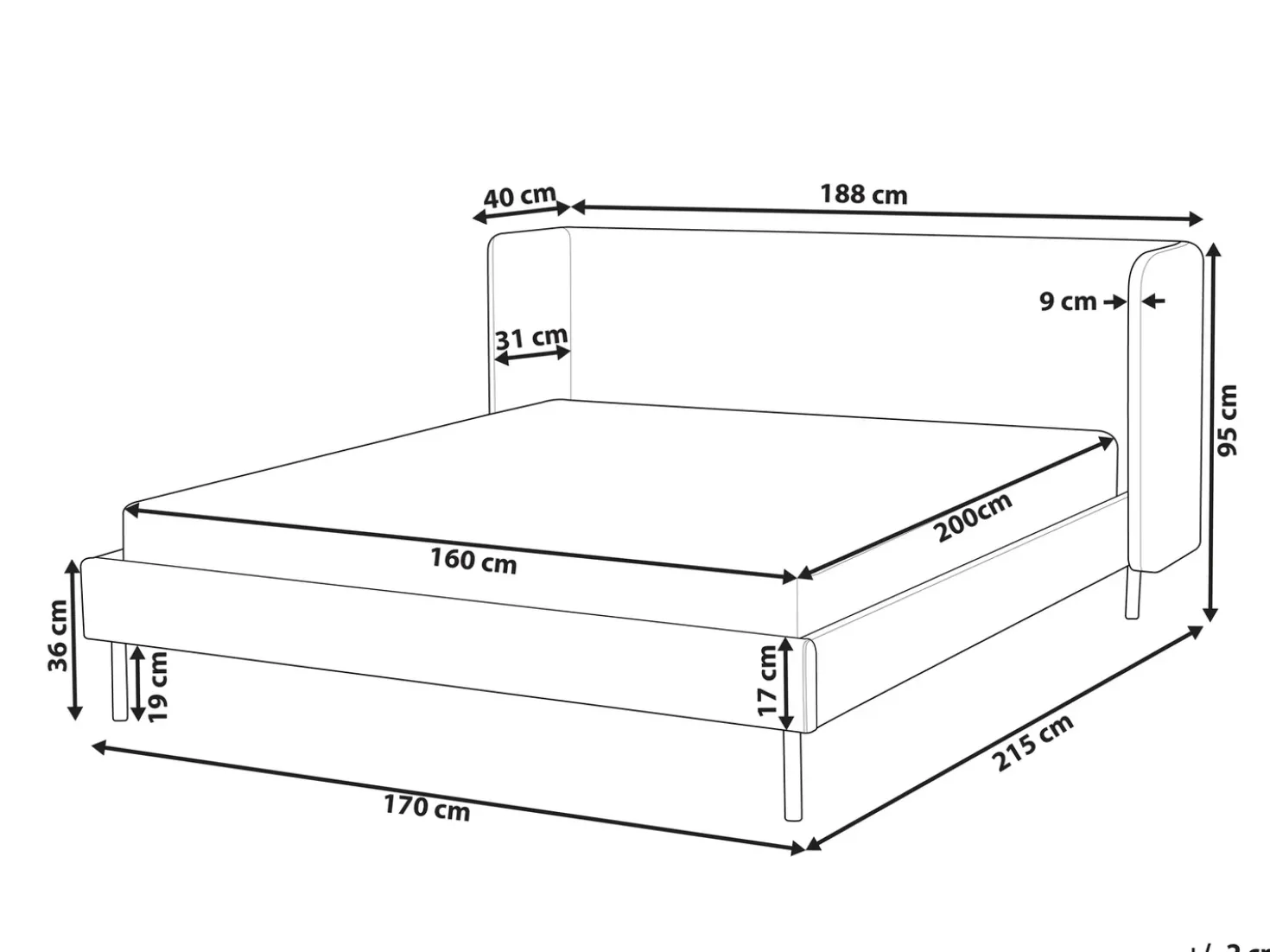 Letto Velluto ARETTE 160 x 200 cm Beige chiaro