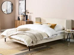 Letto Velluto ARETTE 160 x 200 cm Beige chiaro