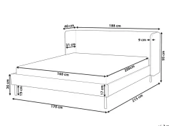 Letto Velluto ARETTE 160 x 200 cm Tortora