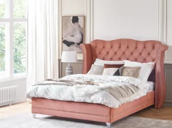 Letto Velluto AYETTE 160 x 200 cm Rosa