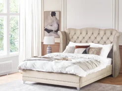Letto Velluto AYETTE 180 x 200 cm Beige