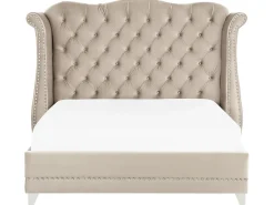 Letto Velluto AYETTE 180 x 200 cm Beige