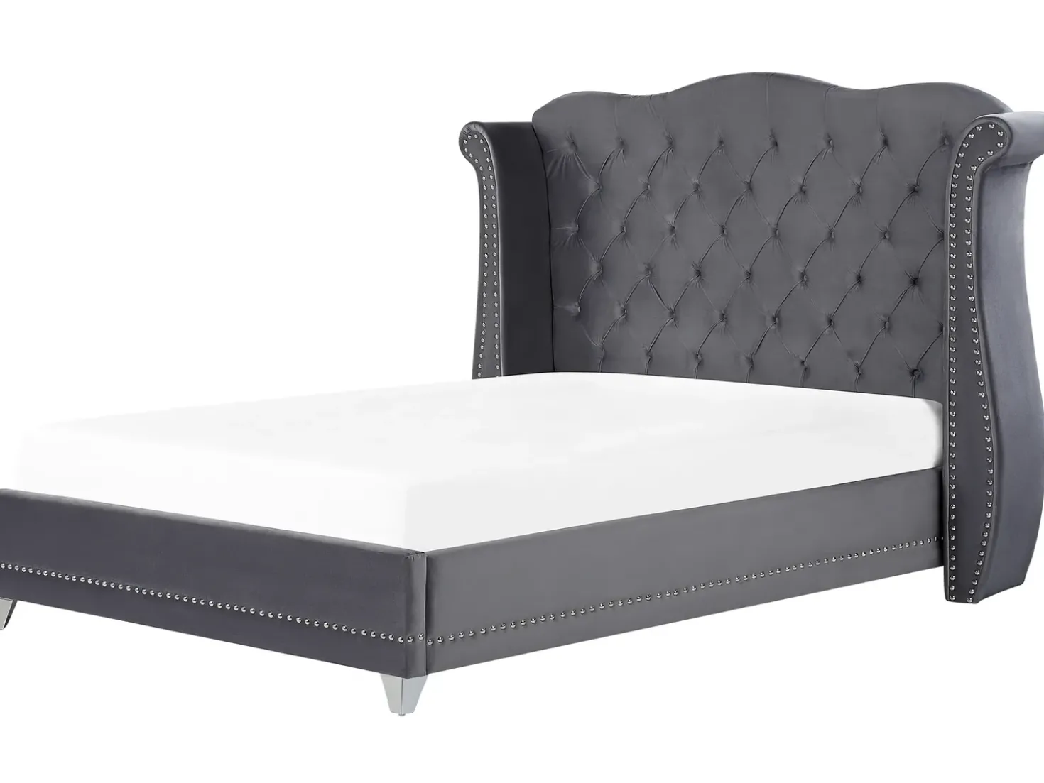Letto Velluto AYETTE 180 x 200 cm Grigio