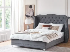 Letto Velluto AYETTE 180 x 200 cm Grigio