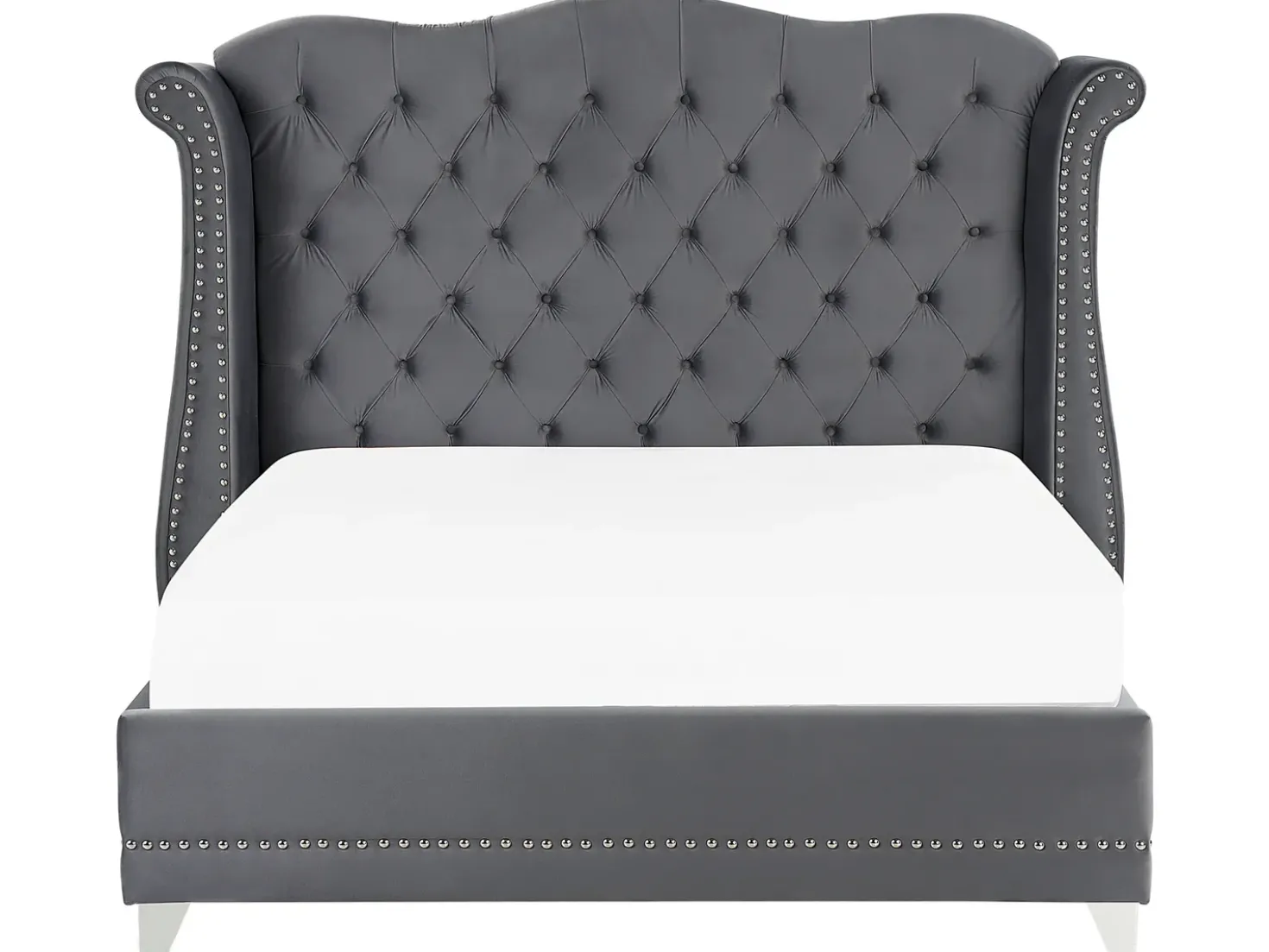 Letto Velluto AYETTE 180 x 200 cm Grigio
