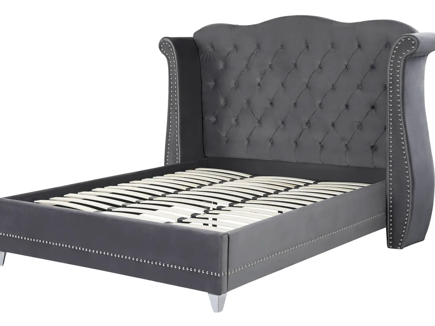 Letto Velluto AYETTE 180 x 200 cm Grigio