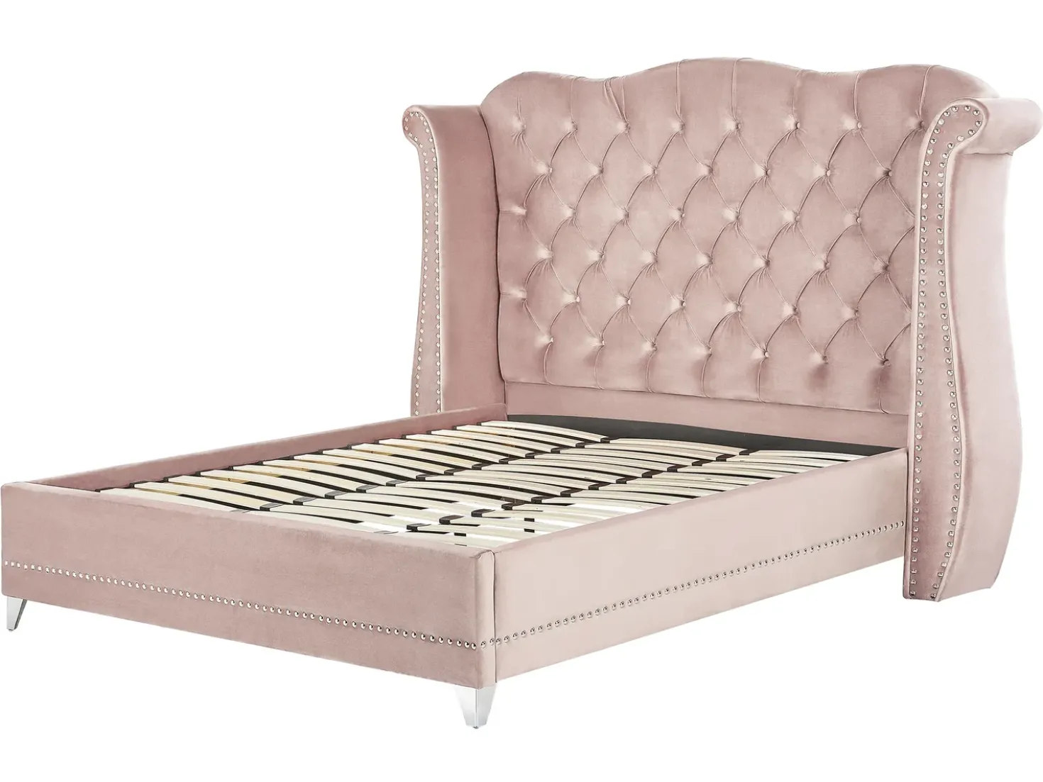Letto Velluto AYETTE 180 x 200 cm Rosa pastello