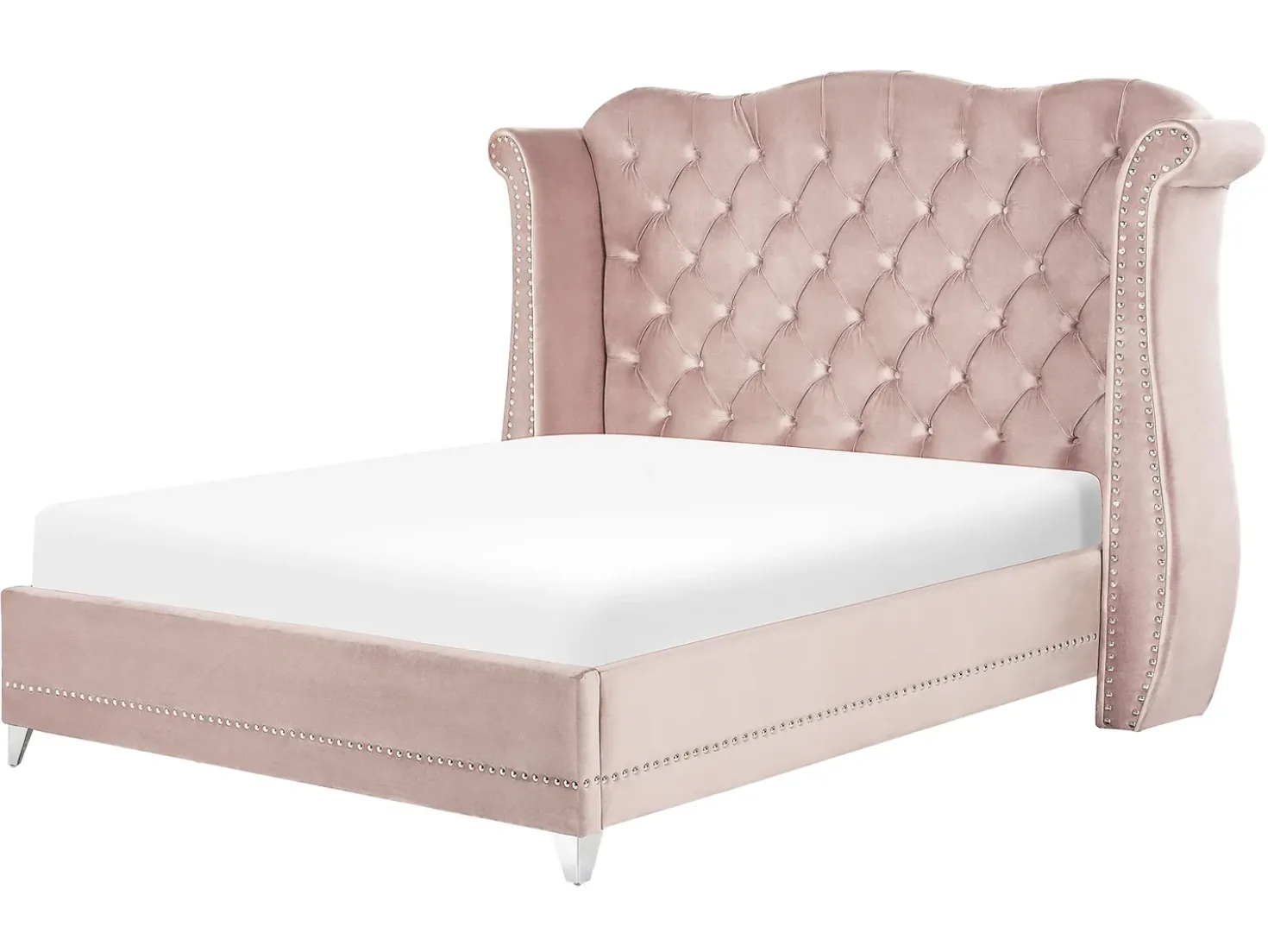 Letto Velluto AYETTE 180 x 200 cm Rosa pastello
