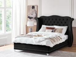Letto Velluto AYETTE 160 x 200 cm Nero