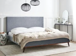 Letto Velluto BAYONNE 180 x 200 cm Grigio chiaro