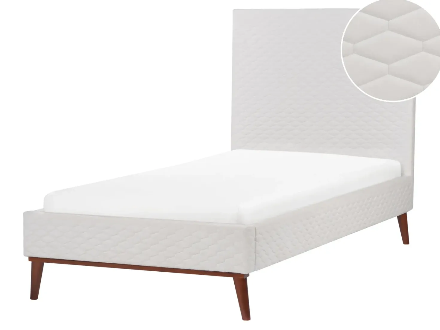 Letto Velluto BAYONNE 90 x 200 cm Bianco sporco