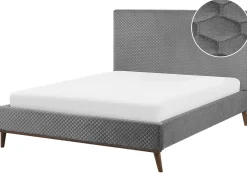 Letto Velluto BAYONNE 140 x 200 cm Grigio chiaro
