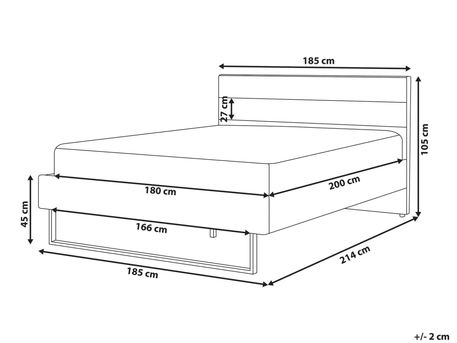 Letto Velluto BELLOU 180 x 200 cm Grigio scuro