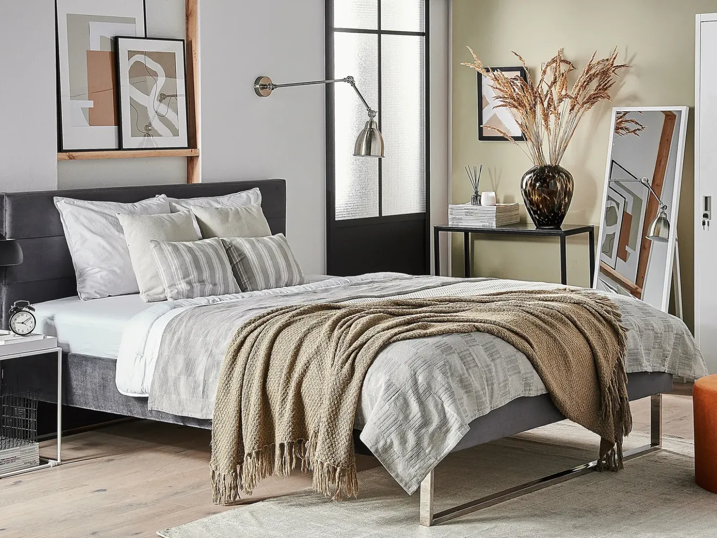 Letto Velluto BELLOU 180 x 200 cm Grigio scuro