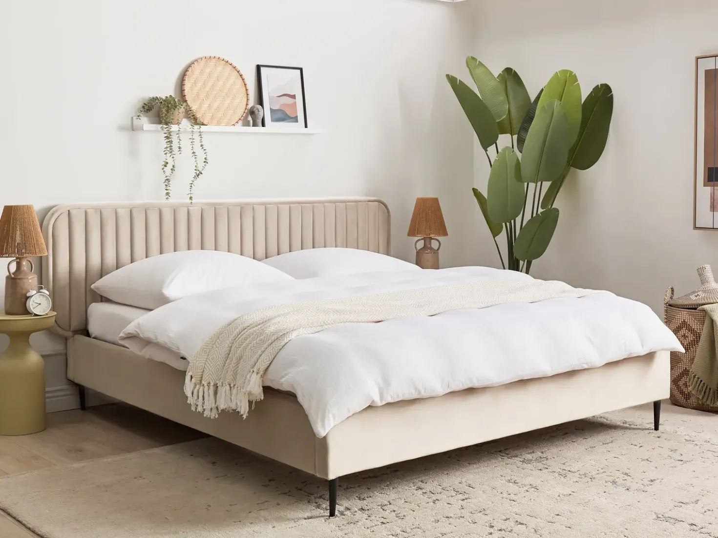 Letto Velluto BRIN 180 x 200 cm Tortora
